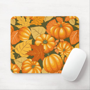 Fall Season Halloween Pumpkins Pattern Mouse Pad