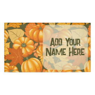 Fall Season Halloween Pumpkins Pattern Name Tag