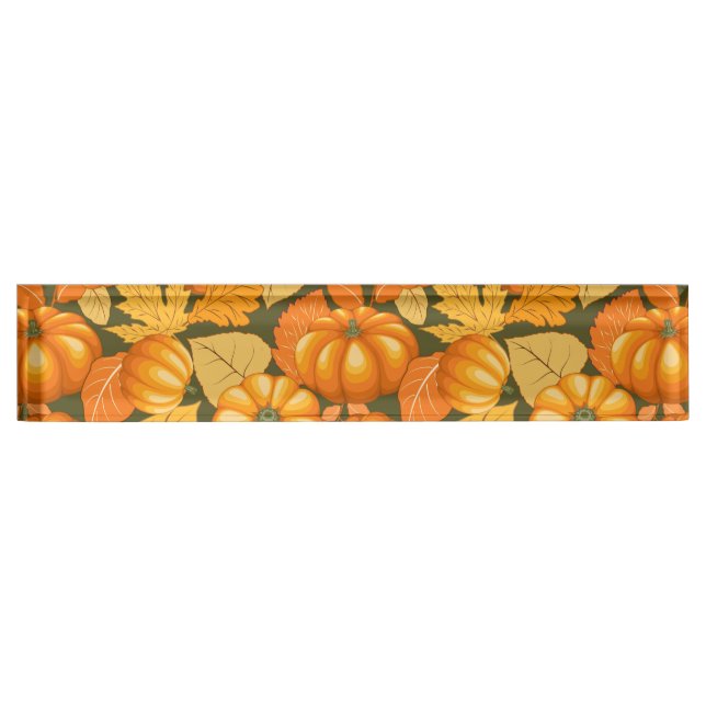 Fall Season Halloween Pumpkins Pattern Nameplate (Front)