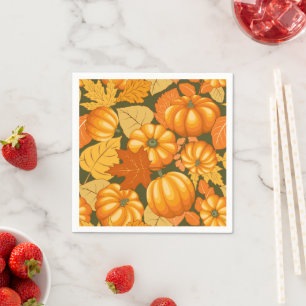Fall Season Halloween Pumpkins Pattern Napkin