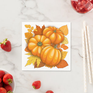 Fall Season Halloween Pumpkins Pattern Napkin
