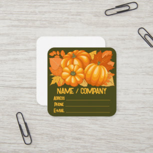 Fall Season Halloween Pumpkins Pattern Square Business Card