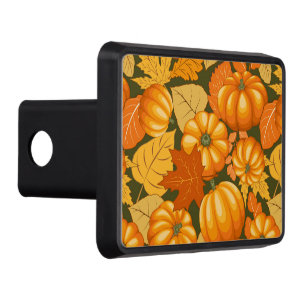 Fall Season Halloween Pumpkins Pattern Trailer Hitch Cover
