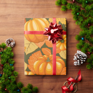 Fall Season Halloween Pumpkins Pattern Wrapping Paper