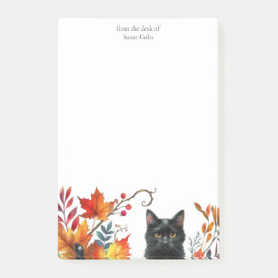 Fall Season Leaves Black Cat Personalized  Post-it Notes