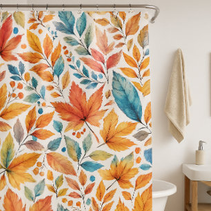 Fall Season Leaves Pattern Shower Curtain