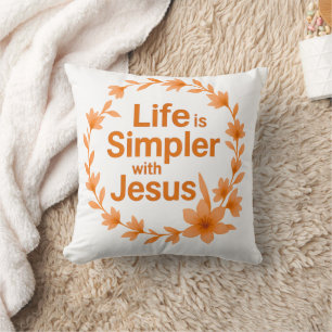 Fall Season Life Is Simpler With Jesus Throw Pillo Pillow