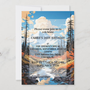Fall Season Outdoors Birthday Party Invitation
