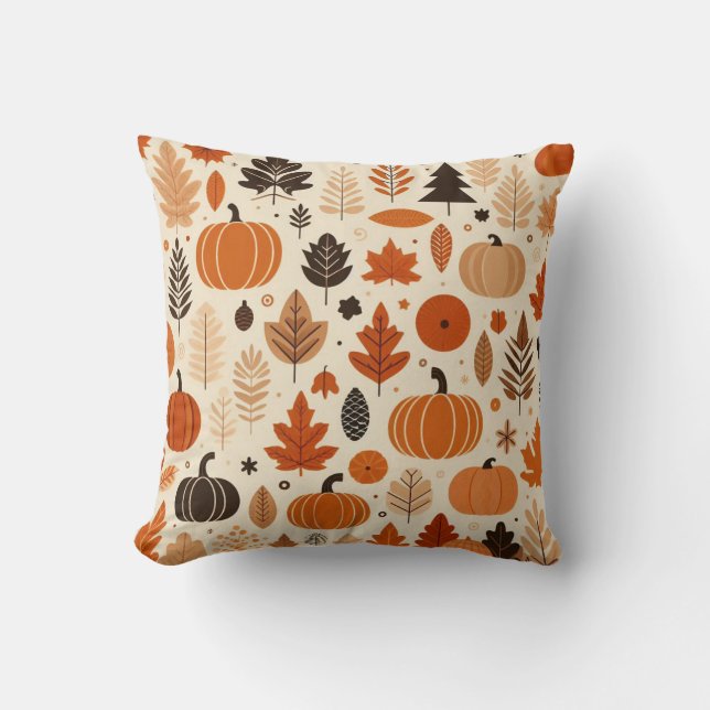 Fall Season Pattern Autumn Design Throw Pillow (Front)
