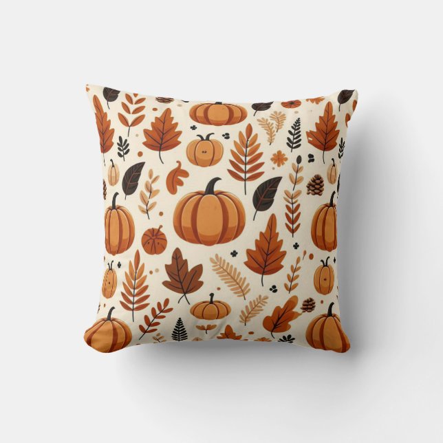 Fall Season Pattern Autumn Design Throw Pillow (Front)