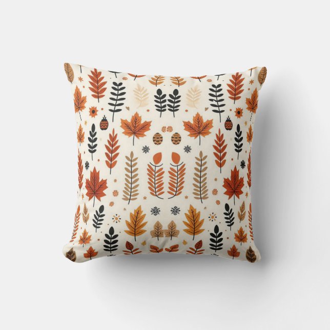 Fall Season Pattern Autumn Design Throw Pillow (Front)