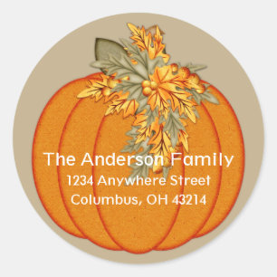 Fall Season Pumpkin Design 1 Address Stickers