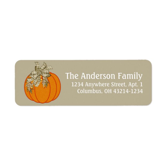Fall Season Pumpkin Design 2 Return Address Labels (Front)