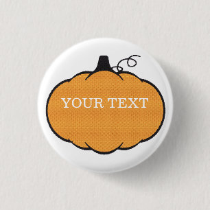 Fall Season Pumpkin Drawing Custom Text  1 Inch Round Button