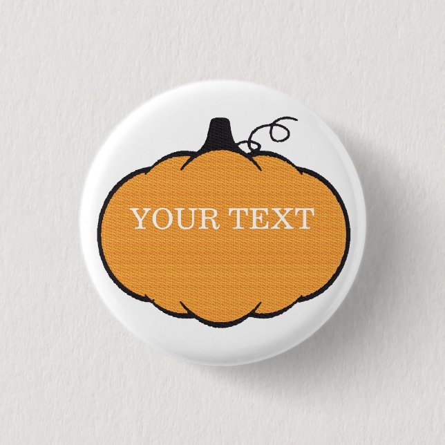 Fall Season Pumpkin Drawing Custom Text  1 Inch Round Button (Front)