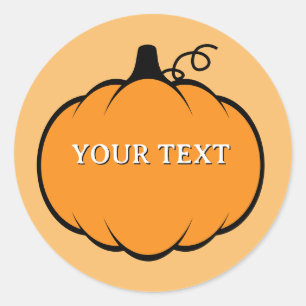 Fall Season Pumpkin Drawing Custom Text  Classic Round Sticker