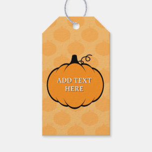 Fall Season Pumpkin Drawing Custom Text  Gift Tags