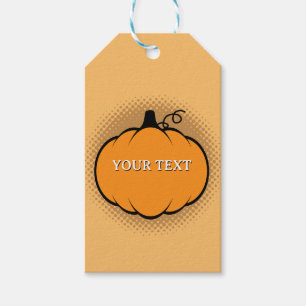 Fall Season Pumpkin Drawing Custom Text  Gift Tags