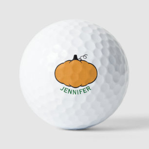 Fall Season Pumpkin Drawing Custom Text  Golf Balls