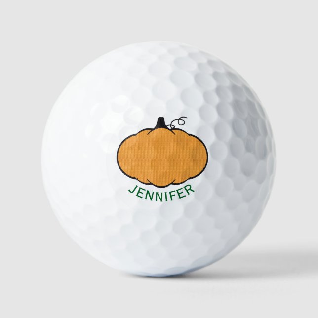 Fall Season Pumpkin Drawing Custom Text  Golf Balls (Front)