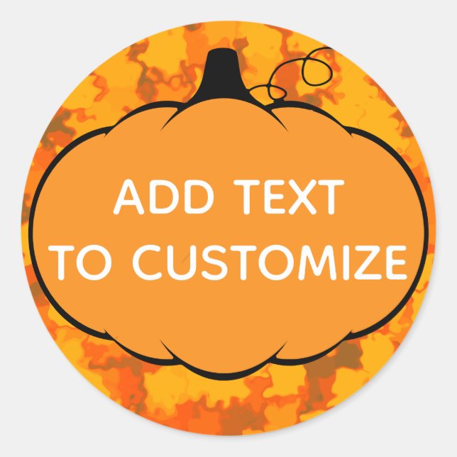Fall Season Pumpkin Drawing Thanksgiving Custom  Classic Round Sticker (Front)