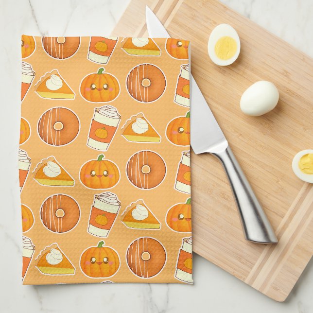  Fall Season Pumpkin Treats   Kitchen Towel (Quarter Fold)