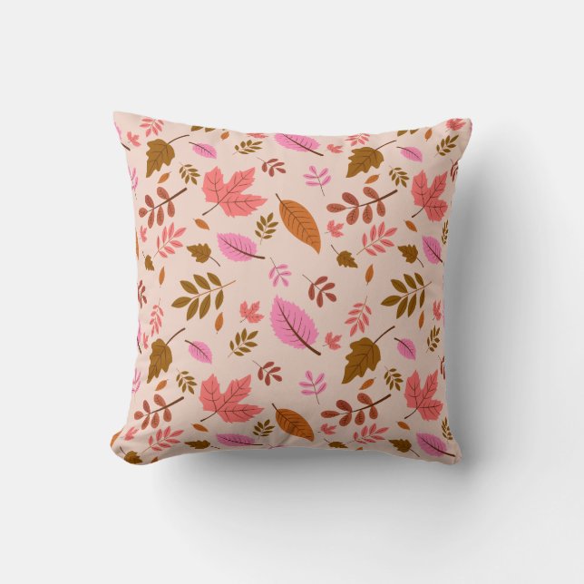 Fall Season Seamless Pattern Throw Pillow (Front)