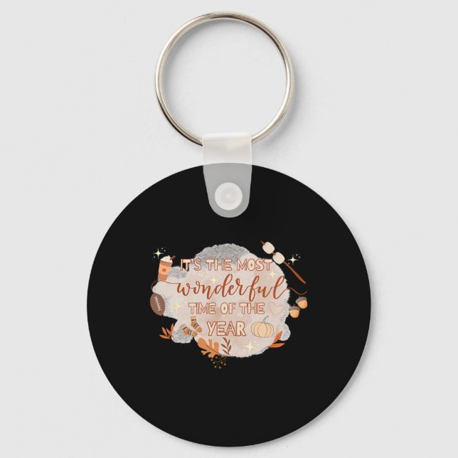 Fall Season Vibes It's The Most Wonderful Time Of  Keychain (Front)