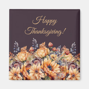 Fall Season-Watercolor Fall Flowers-Purple Magnet