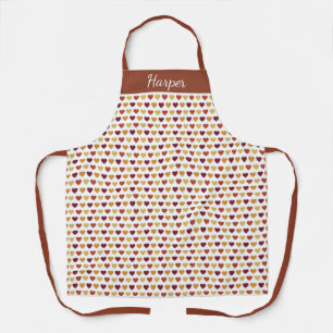 Fall Seasonal Hearts Personalized Name Apron