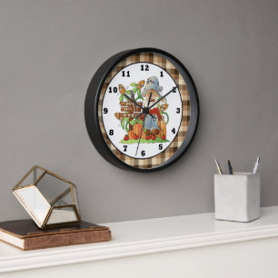 Fall Seasonal Scarecrow wall clock