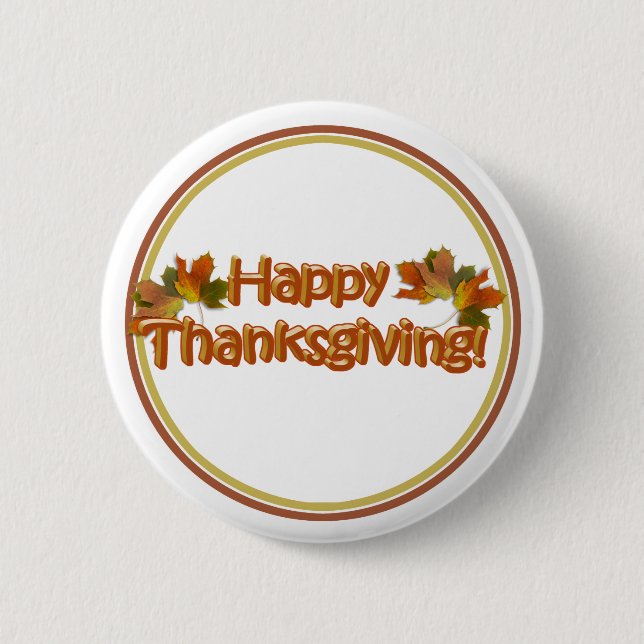 Fall Seasons Best Happy Thanksgiving Text 2 Inch Round Button (Front)