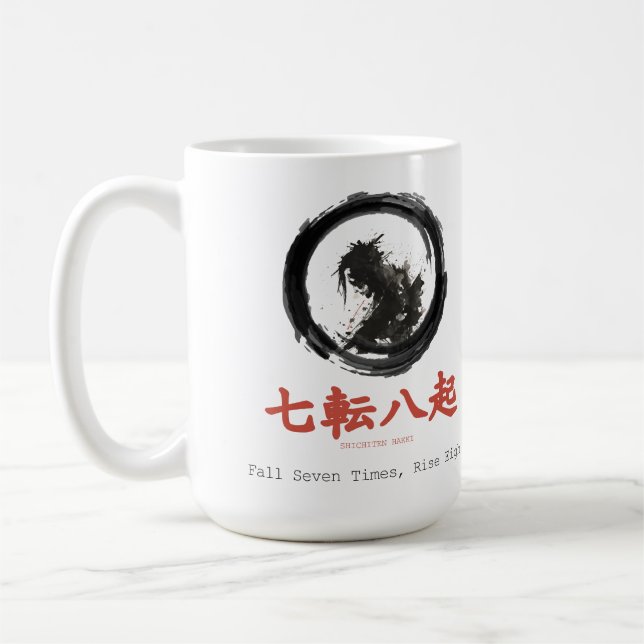Fall Seven Times Rise Eight Zen Karate Coffee Mug (Left)