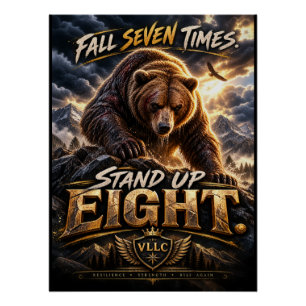 Fall Seven Times Stand Up Eight Grizzly Bear Poster