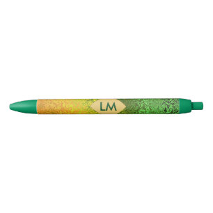 Fall Shades of Yellow and Green Monogram Trim Pen