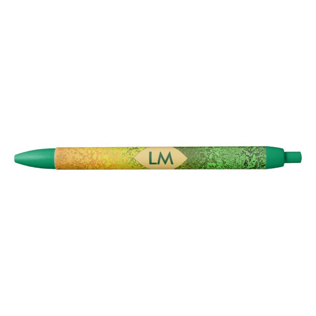 Fall Shades of Yellow and Green Monogram Trim Pen (Front)