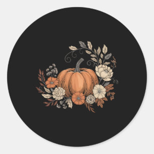 Fall Shirt Women Vintage Pumpkin Autumn Graphic Th Classic Round Sticker