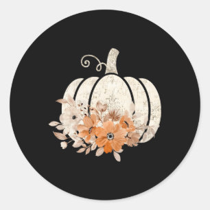 Fall Shirt Women Vintage Pumpkin Autumn Graphic Th Classic Round Sticker