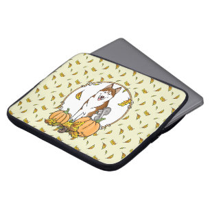 Fall Siberian Husky (red) Pumpkins Leaves Cute Laptop Sleeve