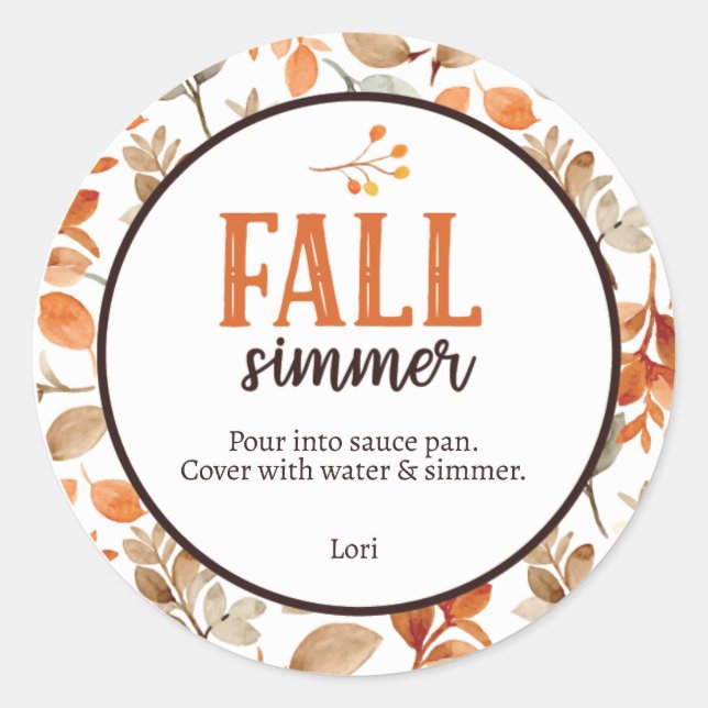 Fall Simmer Classic Round Sticker (Front)