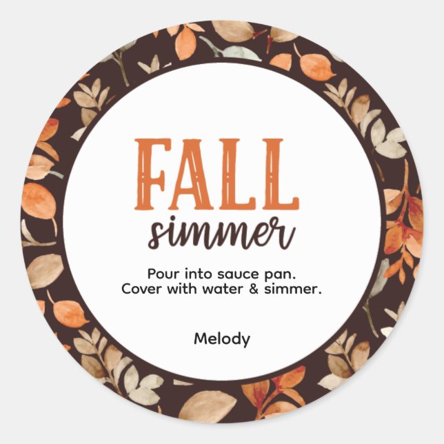 Fall Simmer Classic Round Sticker (Front)