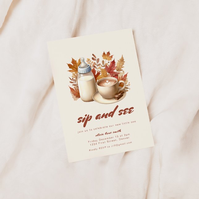 Fall Simple Sip and See Baby Shower Invitation (Creator Uploaded)