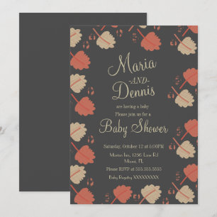 Fall Simple Terracotta Nuetral Leaves Baby Shower Invitation