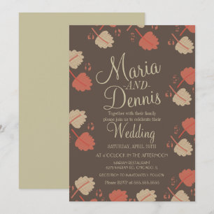 Fall Simple Terracotta Nuetral Leaves Wedding Invitation