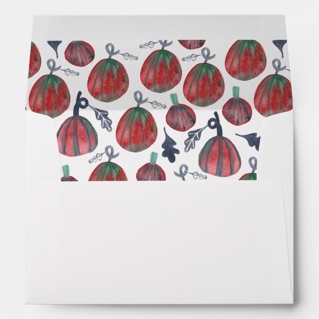 Fall Spice Pumpkins Watercolor Pattern Envelope (Back (Bottom))