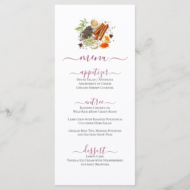Fall Spices Celebration Menu (Front)