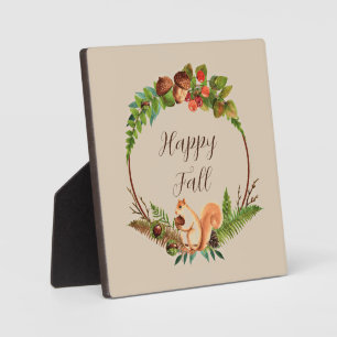 Fall squirrel and nature with customizable text  plaque