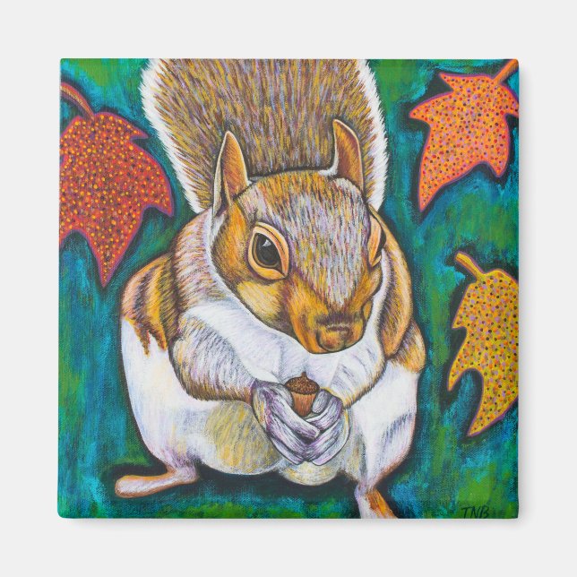 Fall Squirrel Magnet (Front)