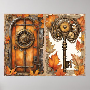 Fall Steampunk Art Poster