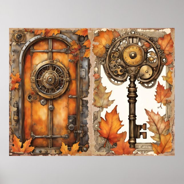 Fall Steampunk Art Poster (Front)